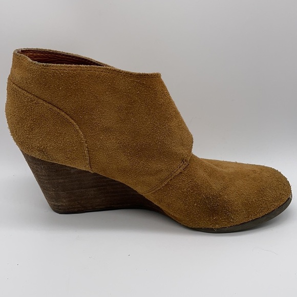 LUCKY Brand Sumarah Brown Suede Wedge Shoes Booties Size 9.5 - Picture 6 of 10